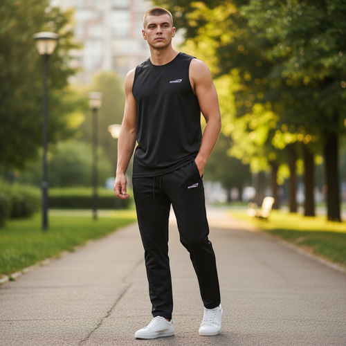 Майка спортивная мужская ACTIWELL черная, Арт. AW25102-01, детальное фото