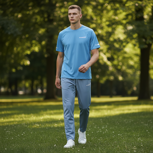 Футболка спортивная мужская ACTIWELL голубая, Арт. AW25102-05, детальное фото