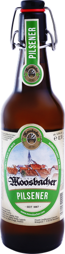 Пиво светлое MOOSBACHER Pilsener фильтрованное пастеризованное 4,9%, 0,5л, изображение