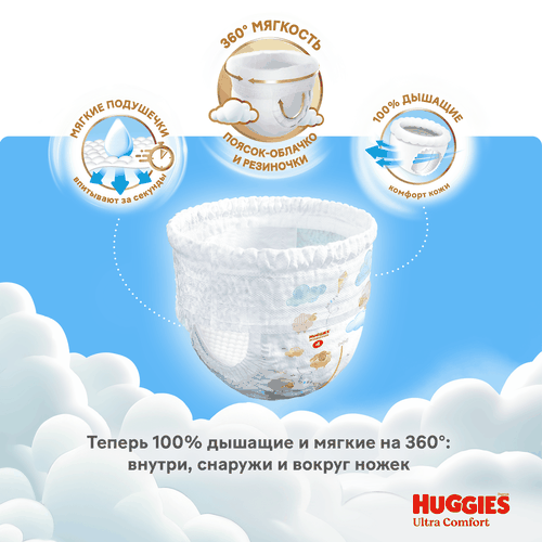 Подгузники-трусики для девочек HUGGIES Ultra Comfort 5 12–17кг, 42шт, фотография