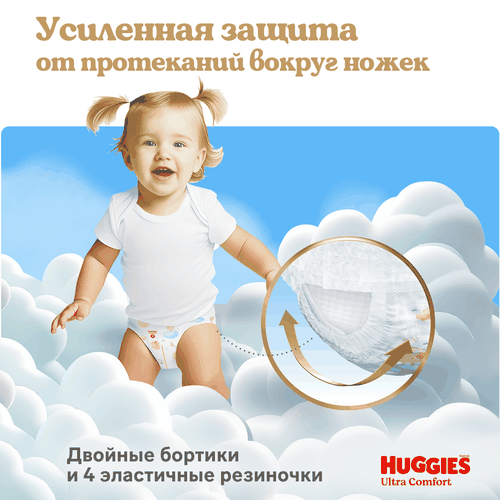 Подгузники-трусики для девочек HUGGIES Ultra Comfort 5 12–17кг, 42шт, вид