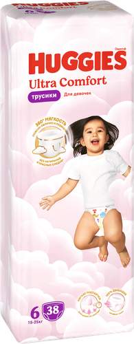 Подгузники-трусики для девочек HUGGIES  Ultra Comfort 6 15–25кг, 38шт, фото