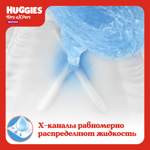 Подгузники-трусики HUGGIES Dry Expert 4 9–14кг, 54шт, крупный план