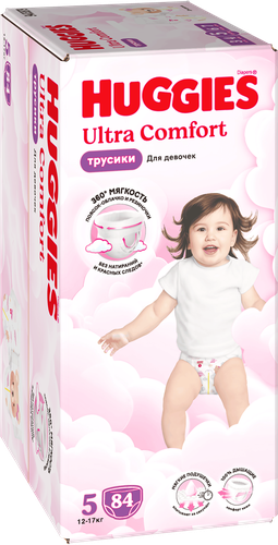 Подгузники-трусики для девочек HUGGIES Ultra Comfort 5 12–17кг, 84шт, фотография