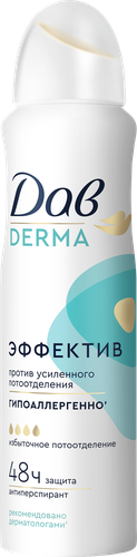 Дезодорант-спрей женский ДАВ Derma Эффектив гипоаллергенный, 150мл, картинка