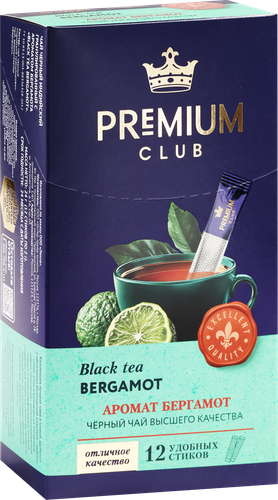Чай черный PREMIUM CLUB с бергамотом, 12шт, вид