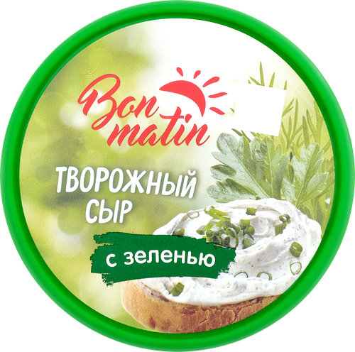 Сыр творожный BON MATIN с зеленью 30%, без змж 130г, 130г, изображение
