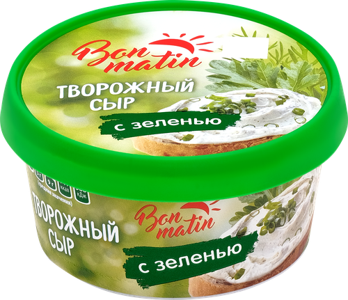 Сыр творожный BON MATIN с зеленью 30%, без змж 130г, 130г, вид