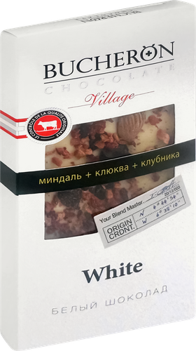Шоколад белый BUCHERON Village с миндалем, клюквой и клубникой, 85г, фотография