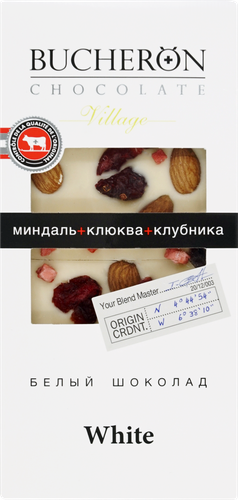 Шоколад белый BUCHERON Village с миндалем, клюквой и клубникой, 85г, фотография