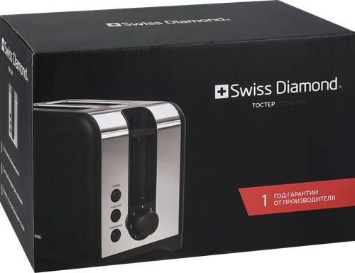 Тостер SWISS DIAMOND 930Вт, нержавеющая сталь,7 режимов, съемный лоток, Арт. 20000000812, фотография