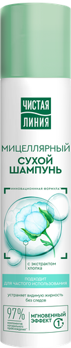 Шампунь сухой ЧИСТАЯ ЛИНИЯ с экстрактом хлопка, 200мл, картинка
