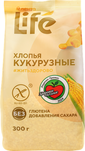Хлопья кукурузные безглютеновые ЛЕНТА LIFE, 300г, детальное фото