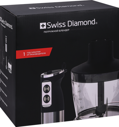 Блендер погружной SWISS DIAMOND 1200Вт, турбо-режим,12 скоростей, лезвия титан, Арт. 20000000806, картинка