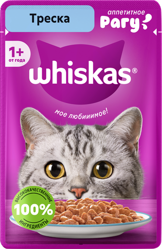 Корм консервированный для кошек WHISKAS Треска, рагу, 75г, фотография