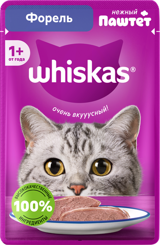 Корм консервированный для кошек WHISKAS Форель, паштет, 75г, изображение