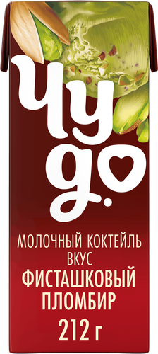 Коктейль молочный ЧУДО Фисташка, пломбир 2%, без змж, 212г, детальное фото