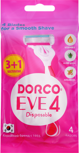 Станки для бритья женский DORCO Eve 4 лезвия, 4шт, картинка