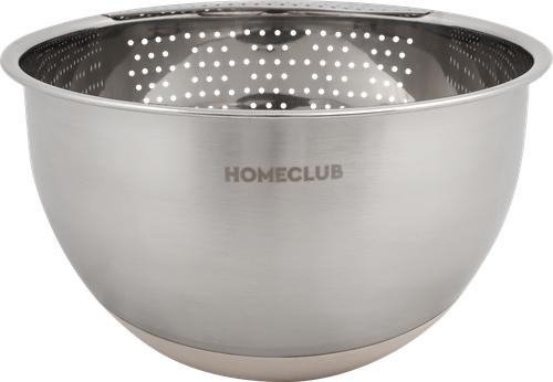 Миска-дуршлаг HOMECLUB Strain 22см, с наклоном, нержавеющая сталь, силикон, Арт. SSB-22, изображение