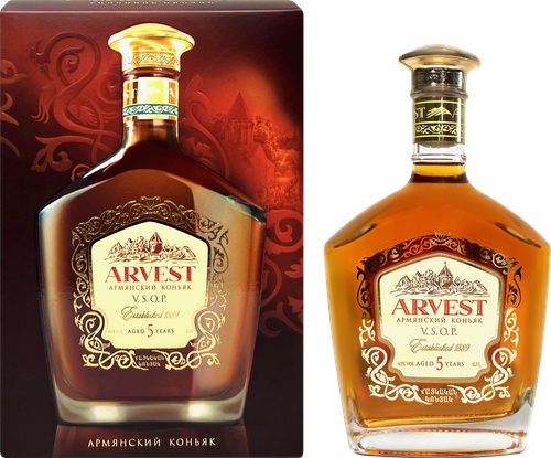 Коньяк ARVEST Армянский ординарный VSOP 5 лет 40%, п/у, 0.5л, картинка