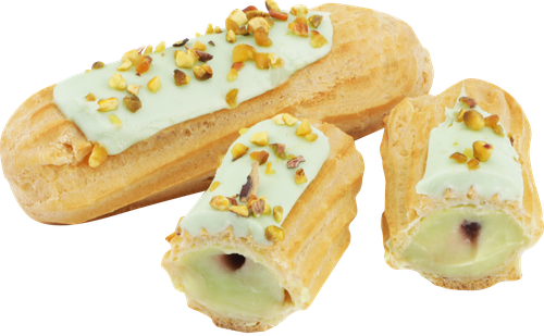 Пирожные MIREL Эклеры с фисташковым заварным кремом и малиной, 235г, детальное фото