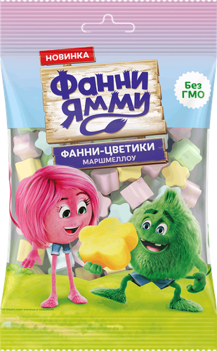 Маршмеллоу ФАННИ ЯММИ со вкусом клубники/персика/яблока/черники, 50г, изображение