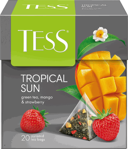 Чай зеленый TESS Tropical Sun с ароматом манго и клубники, 20пир, изображение