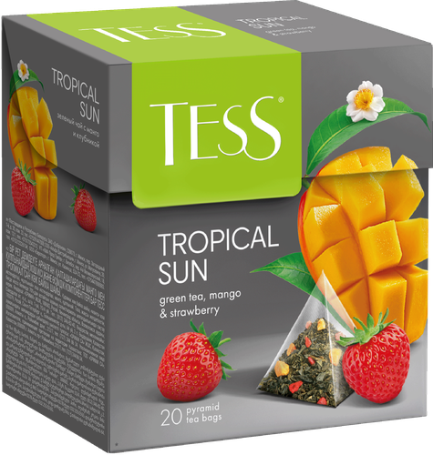 Чай зеленый TESS Tropical Sun с ароматом манго и клубники, 20пир, фото