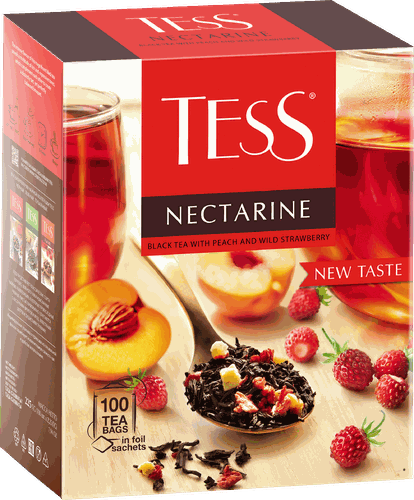 Чай черный TESS Nectarine с ароматом персика и земляники, 100пак, детальное фото