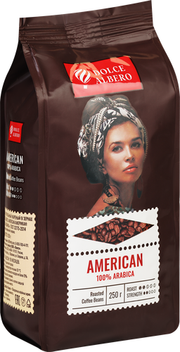 Кофе зерновой DOLCE ALBERO American 100% Arabica, 250г, фото