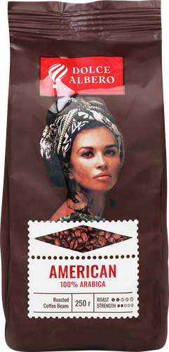 Кофе зерновой DOLCE ALBERO American 100% Arabica, 250г, фотография