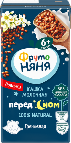 Кашка гречневая ФРУТОНЯНЯ Перед сном молочная, с 6 месяцев, 200мл, фото