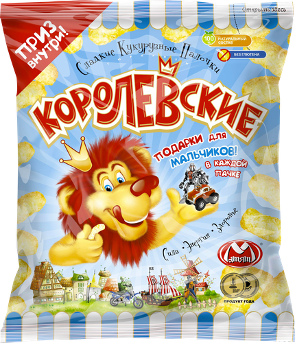 Палочки кукурузные МАТЯШ Сладкие, с подарком для мальчика, 70г, изображение