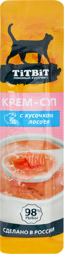 Лакомство для кошек TITBIT Крем-суп с кусочками лосося, 10г, фото