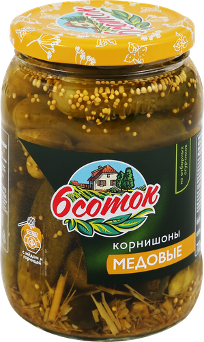 Корнишоны 6 СОТОК Медовые, 720мл, вид