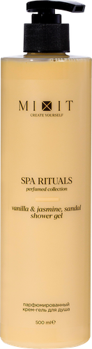 Крем-гель для душа MIXIT Spa Rituals c ароматом ванили, жасмина и сандала, 500мл, крупный план
