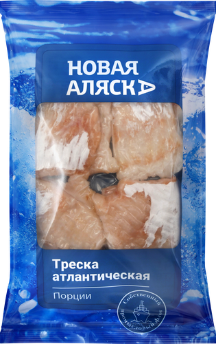 Треска Атлантическая замороженная НОВАЯ АЛЯСКА филе порционное без кожи, 400г, фото