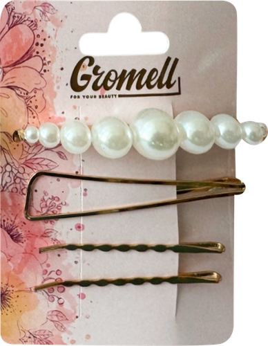 Зажим для волос GROMELL Арт. LZAZH003, 3шт, крупный план