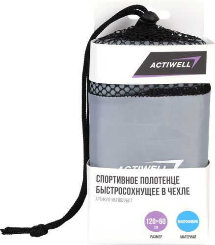 Полотенце спортивное ACTIWELL 60х120см быстросохнущее, в чехле, Арт. MUFB022607, детальное фото
