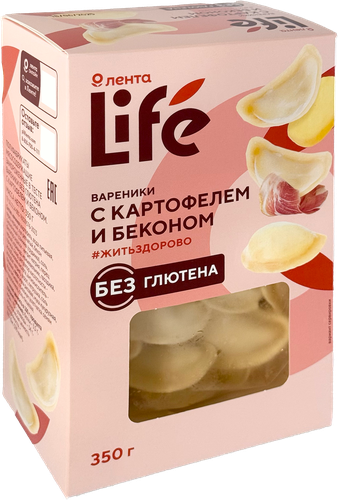Вареники безглютеновые ЛЕНТА LIFE с картофелем и беконом, 350г, изображение