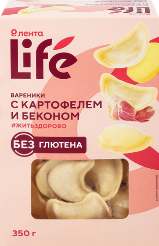 Вареники безглютеновые ЛЕНТА LIFE с картофелем и беконом, 350г, фотография