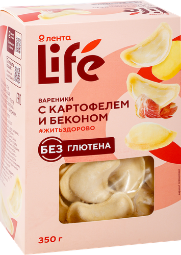 Вареники безглютеновые ЛЕНТА LIFE с картофелем и беконом, 350г, детальное фото