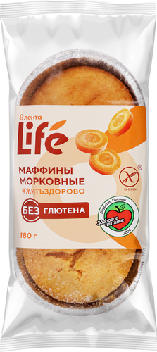 Маффин безглютеновый ЛЕНТА LIFE Морковный, 180г, вид