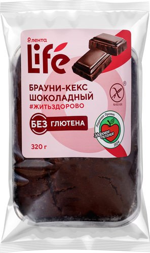 Кекс безглютеновый ЛЕНТА LIFE Брауни, 320г, фото