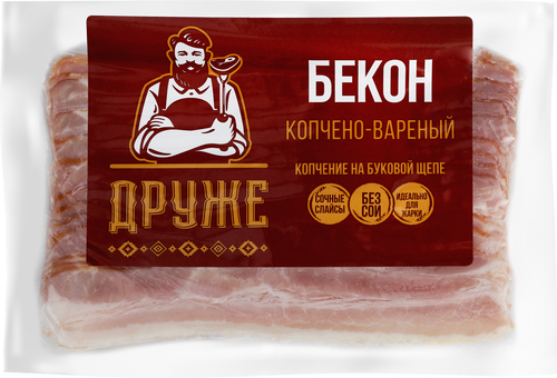 Бекон варено-копченый ДРУЖЕ нарезка, 200г, фото