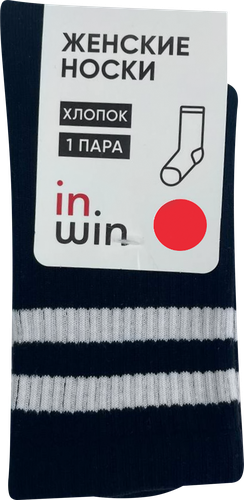 Носки спортивные женские INWIN р. 23–25, черные с белыми полосками, Арт. 8-8-1ЛД, картинка