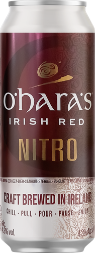 Пиво темное O'HARA'S Irish Red Nitro фильтрованное пастеризованное 4,3%, 0,44л, крупный план