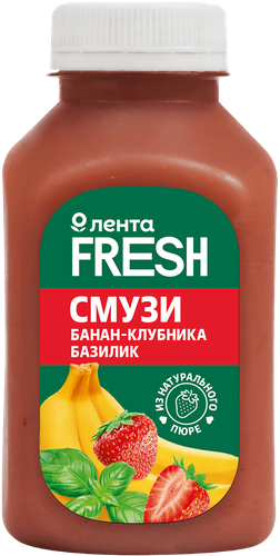 Напиток Смузи банан‑клубника‑базилик безалкогольный, негазированный ЛЕНТА FRESH, 300мл, крупный план