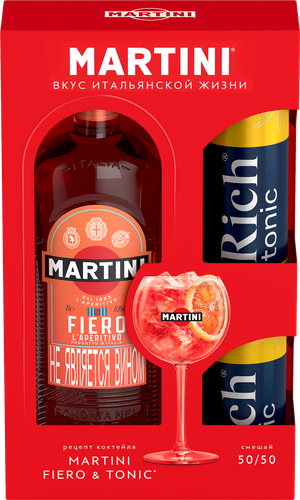 Промо-набор MARTINI Fiero напиток виноградосодержащий сладкий ароматизированный, 1л + тоник сильногазированный, 2х0.33л, изображение