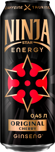 Напиток энергетический NINJA STAR Ориджинал Черри газированный, 0.45л, крупный план